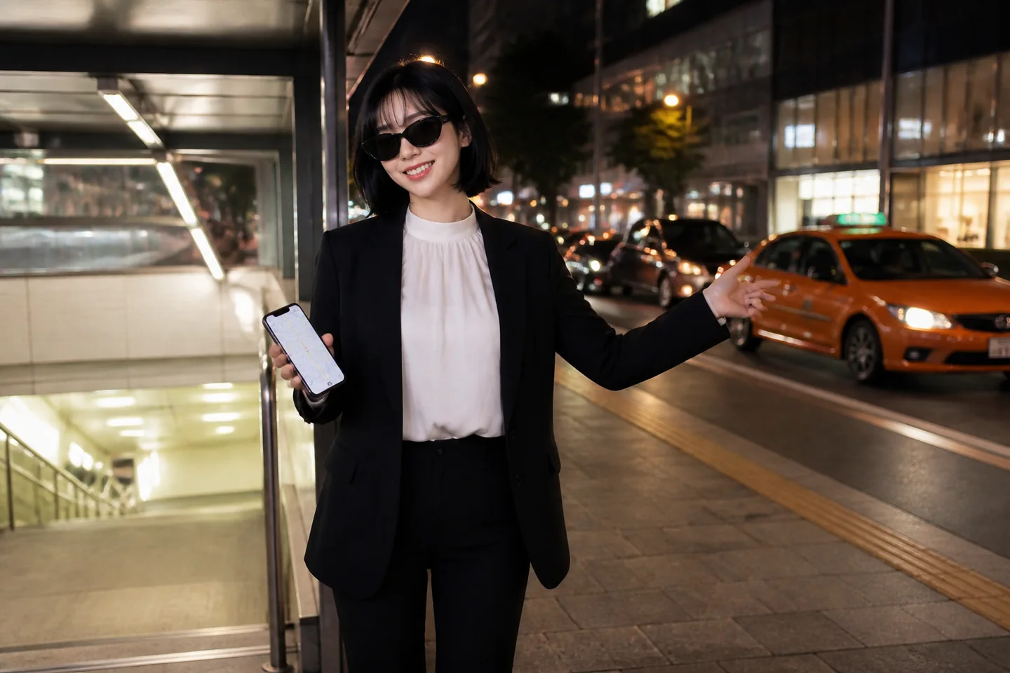 가락시장역 인근에서 택시로 이동하는 모습